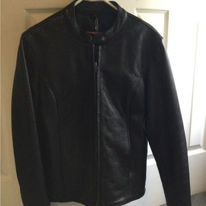 King Leather black motorcycle jacket.  Fully padded interior for safety